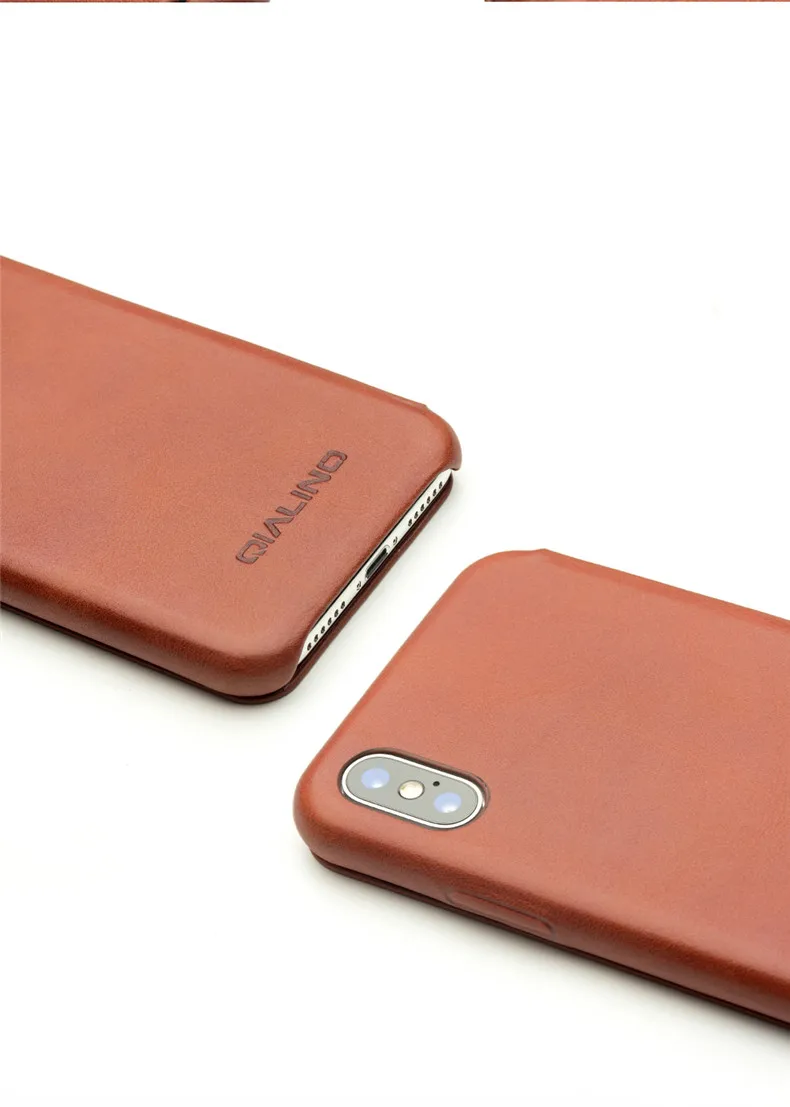 QIALINO, чехол для телефона из натуральной кожи, для iPhone X, роскошный, ультра тонкий, ручной работы, Небьющийся, флип-чехол для iPhone X, для 5,8 дюймов