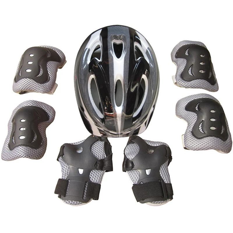 Шлем и наколенники Подушка ролика на открытом воздухе Катание на коньках езда запястье защита локоть велосипед Девушка Велоспорт скейт