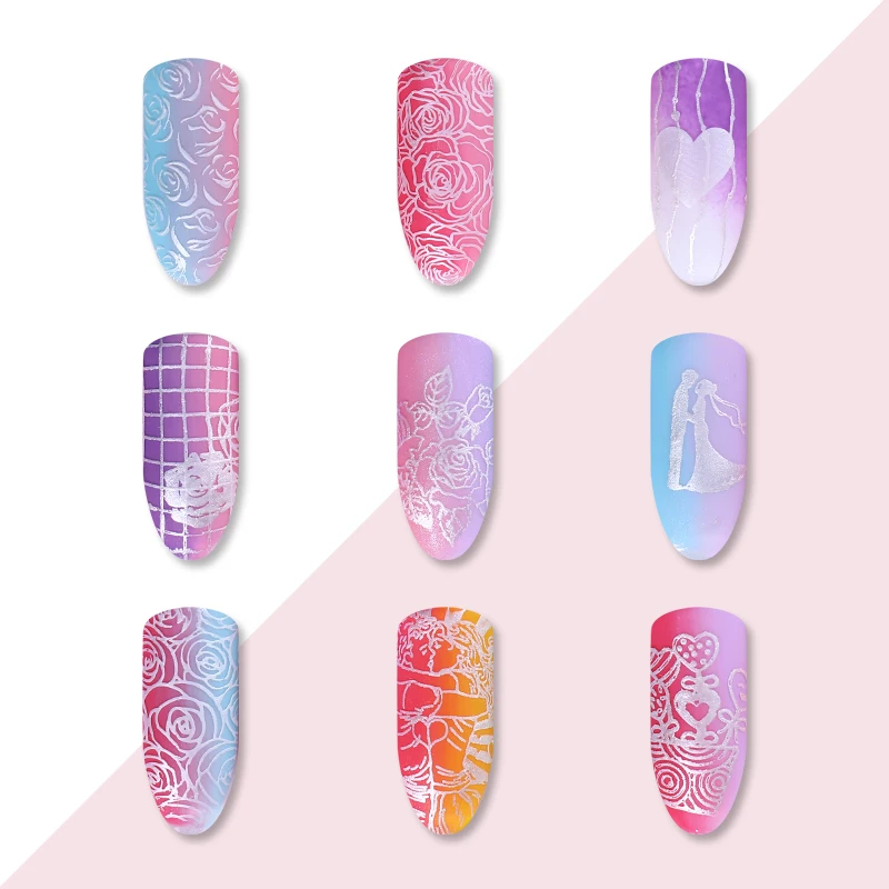 BORN PRETTY Nail Art прямоугольный шаблон для штампов цветок розы дизайн кода ногтей пластины День Святого Валентина Маникюр трафарет BP-L004