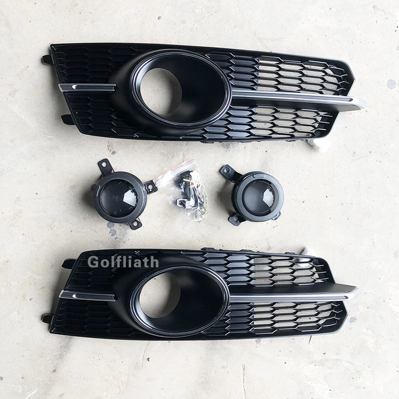 

RS6 Front Bumper Lower Fog Light ACC Grille side grill Radar Sensor Decoration Shell Set for AUDI S6 & Sline 2016-2018