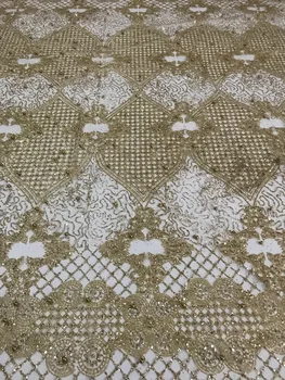 

top selling beaded Hand print glued glitter mesh tulle african lace fabric diudiu-62519 for wedding dress