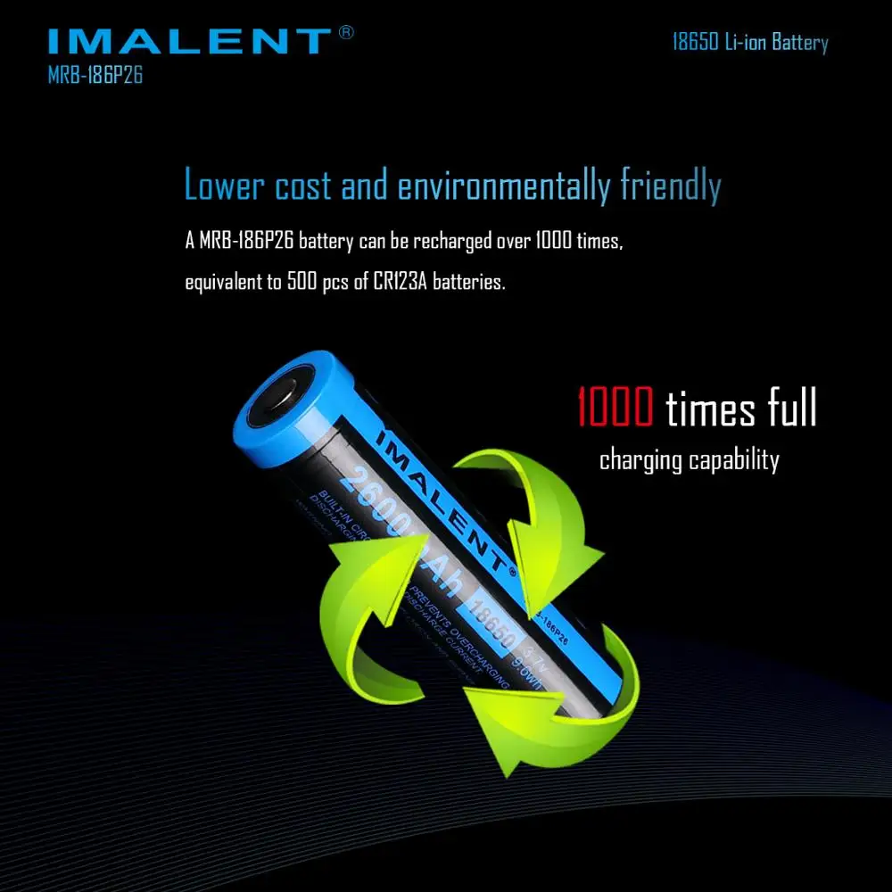 Imalent MRB-186P26 18650 2600 Мощная батарея емкостью 6300 мaч литий-ионные аккумуляторы аксессуары для освещения HR20/DM21T