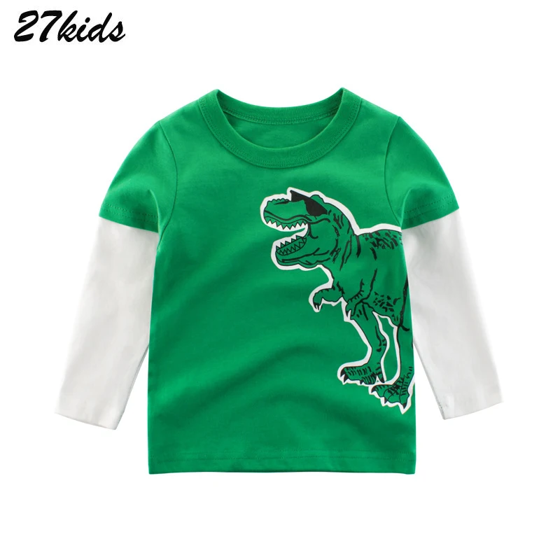 2-8лет весна осень хлопок мультфильм динозавров мальчики с длинным рукавом футболка хлопок дети дети топы мальчиков майки футболка детская футболка