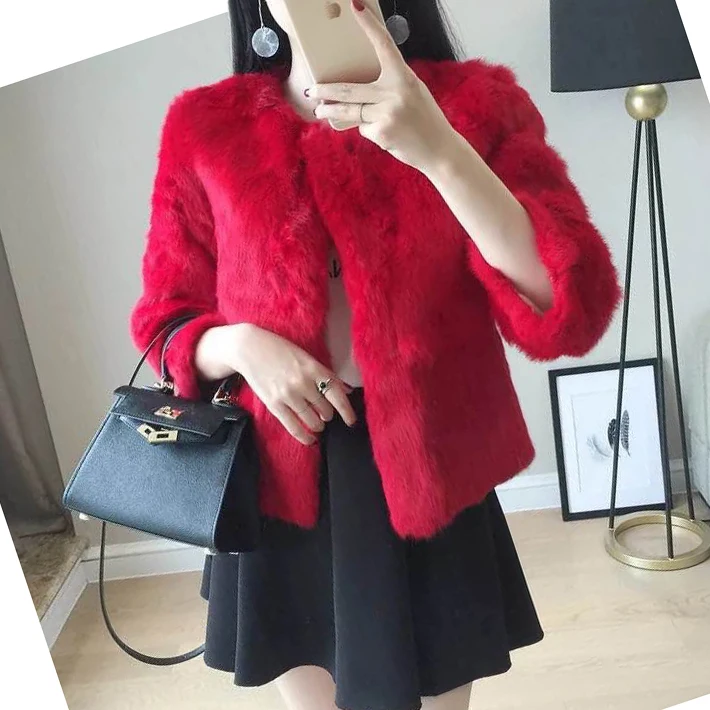 

Abrigo Mujer Casual Pink Red Black Faux Fur Winter Coat Women Fake Rabbit Hair Cardigan Female Gothic Short Coats Fall Outerwear