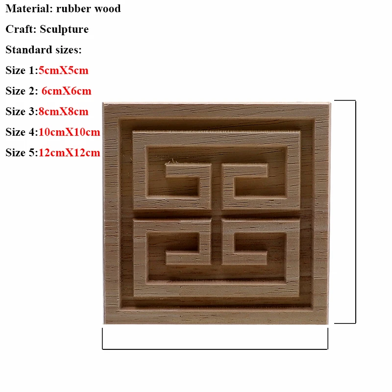 Square Wood Applique Carved Decal Corner Onlay Furniture Door Cabinet Decoration ornament crafts wooden figurine crafts resin crafts glass fruit pendants For Vintage Home Decor Maison