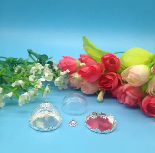 silver lace cap 100ets/lot25mm пустой стеклянный полусфера стеклянный шар купольный медальон Стеклянный Флакон Подвеска для рукоделия ручной работы ожерелье ремесло ювелирные изделия - Окраска металла: silver lace cap