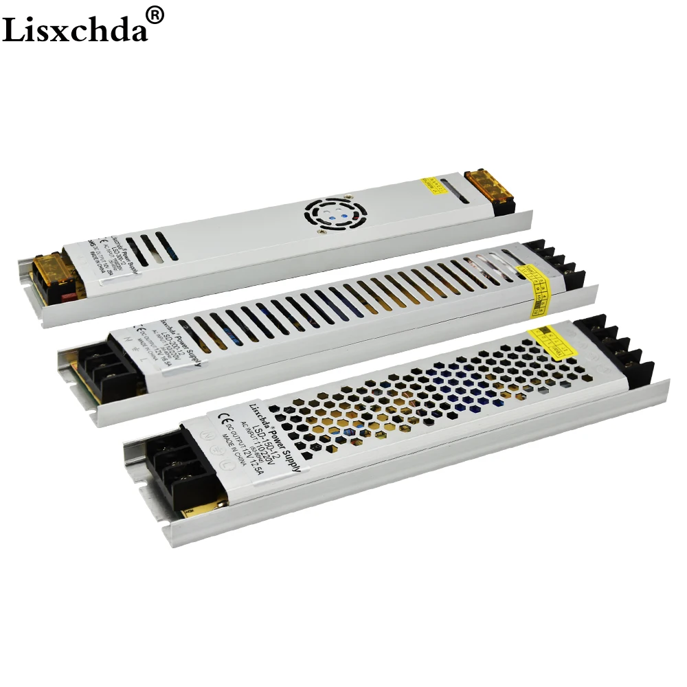 Ультра тонкий светодиодный Питание DC12V трансформаторы 12.5A 16.5A 25A 150 W 200 300 AC110-240V