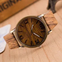 reloj mujer New Arrival Imitation Wooden Quartz Wrist Watch For Men & Women Pu Leather Strap Br New Watch boy girl watch