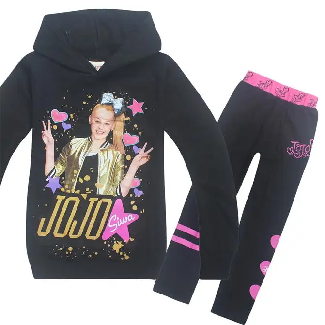 New spring autumn girls JOJO Siwa clothes sets sweatshirt+ Pants full sleeve clothing Suit children Sport cotton kids wear