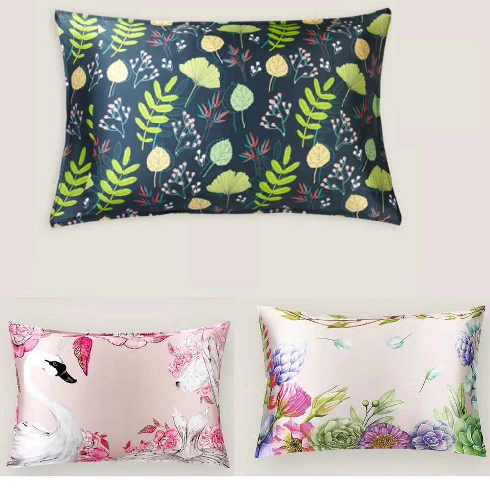 

16m/m Printed pillow towel 100% silk pillowcase cover
