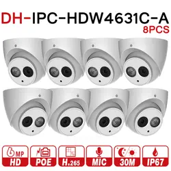 DH 6MP IP камера IPC-HDW4631C-A Обновление от IPC-HDW4431C-A POE, сетевые мини куполообразная камера Встроенный микрофон CCTV камера Металл 8 шт./партия