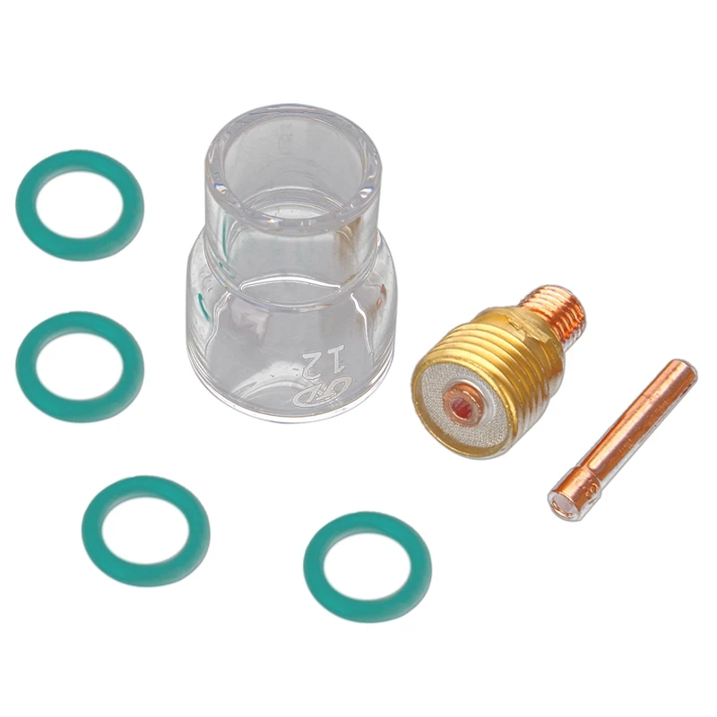 HOT-7Pcs/набор#12 Pyrex Стекло чашки комплект Stubby корпус цанги и газовой линзы Tig сварочный фонарь для Wp-9/20/25 Mayitr сварки аксессуары