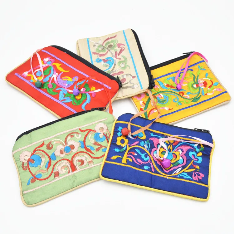 Double sided embroidery satin zero wallet ethnic embroidery receive bag Double sided embroidery satin zero wallet ethnic embroidery receive bag