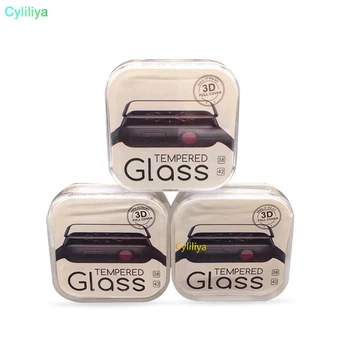 

300For iWatch 2 3 4 3D Curved Edge Full Screen Cover 38mm 42mm 40mm 44mm Tempered Glass Protector Protective With Retail Package