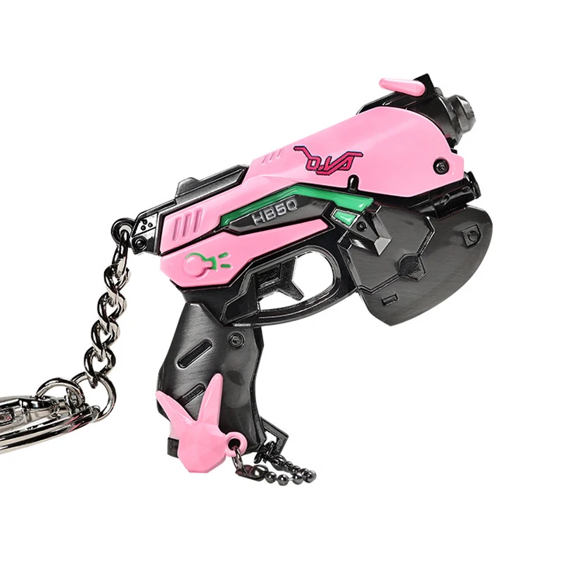 

Quality Alloy D.VA Pistol Keychain D.va Gun Keychain For Car Bag Dva Key Chain Hana Song DVA Key Ring Cosplay Accessories Gift