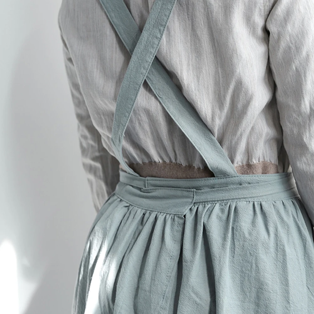 Короткая плиссированная юбка в скандинавском стиле, фартук из хлопка и льна для кофейни и цветочных магазинов, женские фартуки для уборки и мытья, Прямая поставка