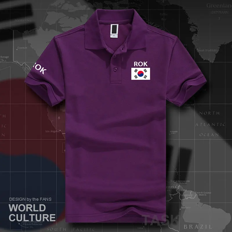 Южная Корея, рубашки поло для мужчин, короткий рукав, белые бренды, принт для страны, хлопок, Национальный флаг - Цвет: polo-Purple