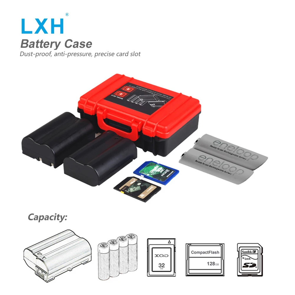 LXH Camera Battery Boxes SD CF XQD Memory Card Storage Case For Sony NP-FW50/NP-W126/NP-BX1 Nikon EN-EL14/5 Canon LP-E6/8/10 |