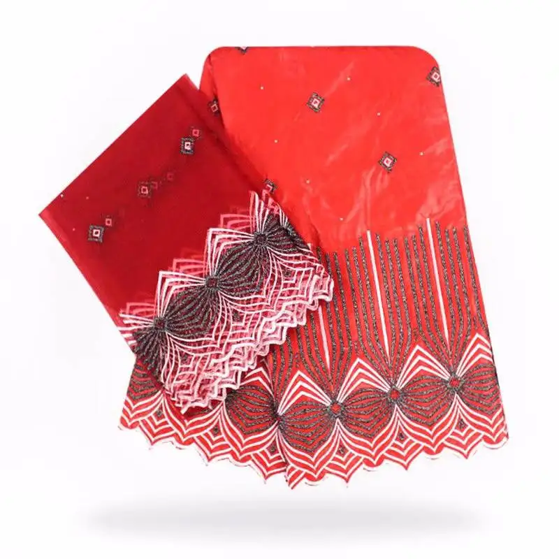 

2018 new design African brocade fabric bazin riche with embroidered african net lace for women clothing 5yard/lot-30