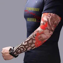 1 шт. на открытом воздухе Велоспорт Татуировка напечатаны рукава Защита от солнца дышащие быстросохнущие УФ Защита велосипед Баскетбол Спорт рука рукава Лето