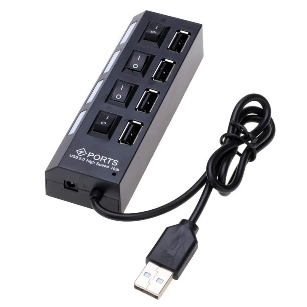 Новейший Plug and Play тонкий и светильник высокоскоростной 4 порта USB 2,0 интерфейс внешний мульти расширительный концентратор с переключатель вкл./выкл