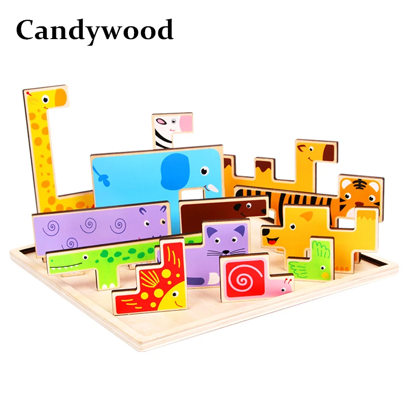 Candywood новые деревянные 3D животных головоломки Классическая сцена история Деревянные игрушки для детей мультфильм головоломки Развивающие