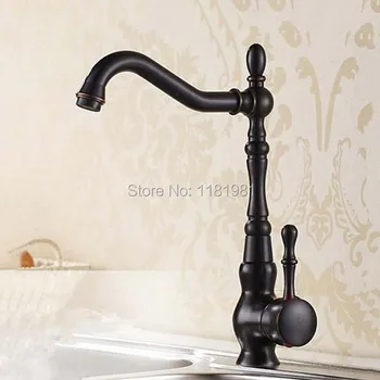 

Kitchen Faucet Black Bronze Finish Deck Mounted Kitchen Faucets Torneira Handle Swivel Sink Lavatory Faucets Mixers & Taps B309