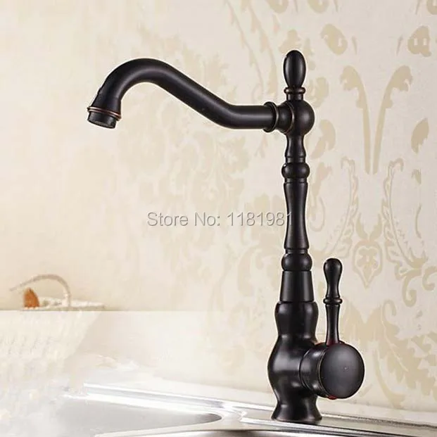 Best Quality Oil Rubbed Black Bronze Finish Deck Mounted Kitchen Faucets Torneira Handle Swivel Sink Lavatory Faucets,Mixers & Taps B309