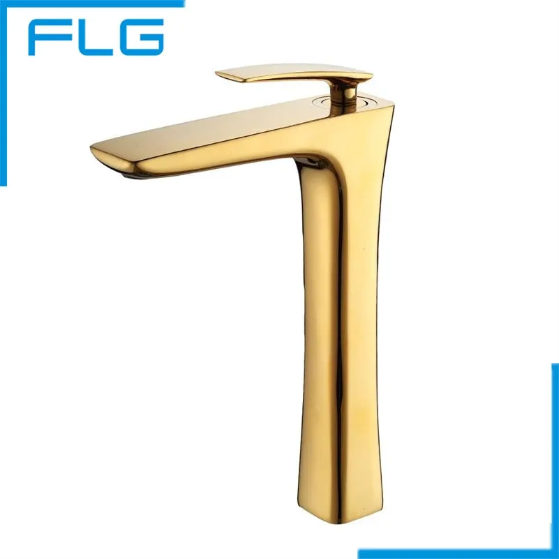 Free Shipping Contemporary Modern Golden Water Tap Bathroom Vessel Sink