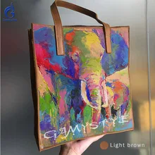 Новые классные Для женщин Сумочка натуральная кожа сумка Улица Граффити животных Слон тотализатор первый из коровьей кожи Для женщин кожаные сумки