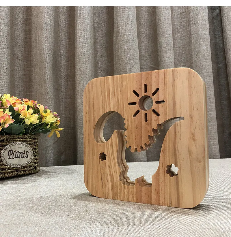 Cute Cartoon Dinosaur Wooden Night Lights Hollow Out Design Warm White Lighting USB Table Desk Lamp For Baby Kids Gift (2)
