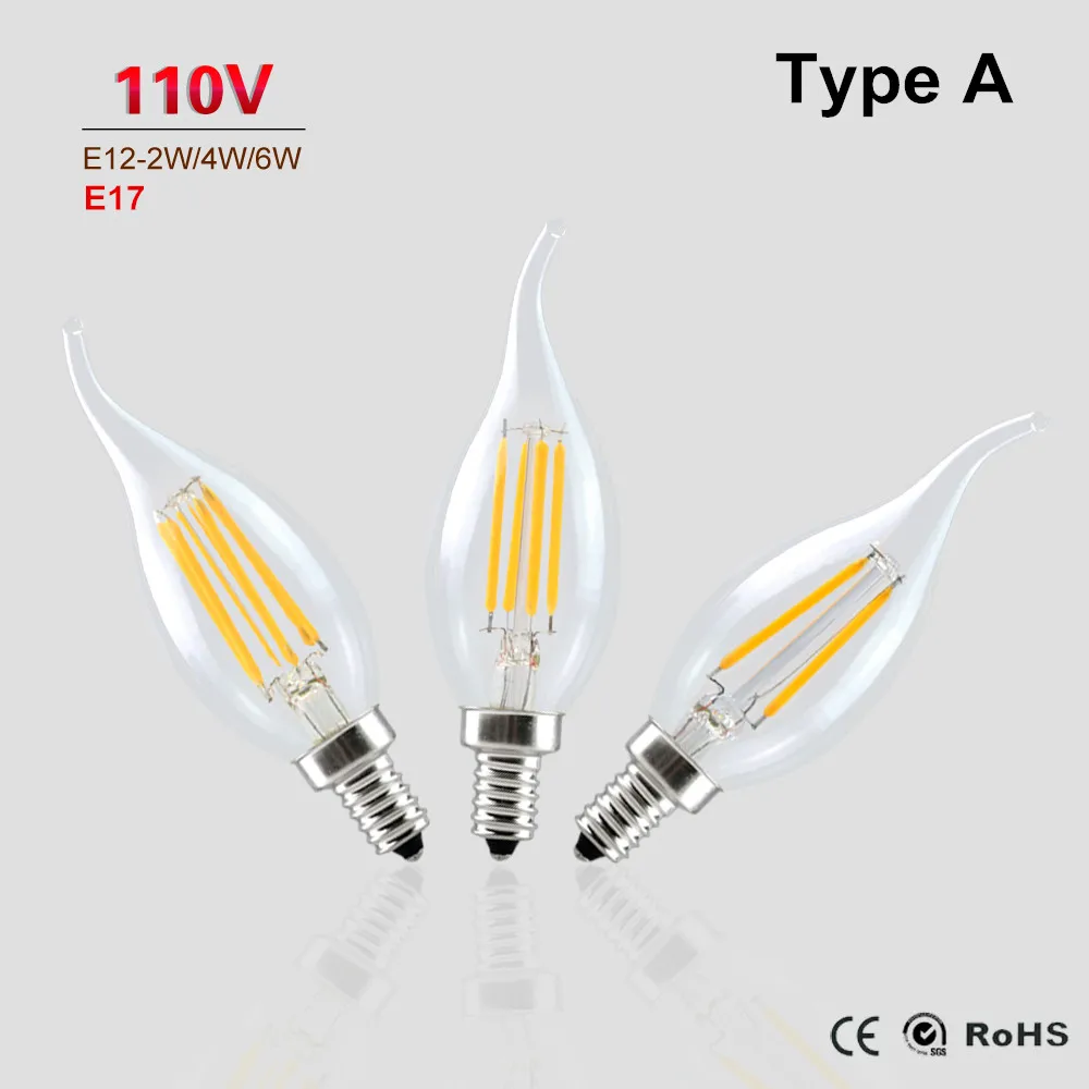 Диммируемая Светодиодная лампа E12/E17 2/4/6 Вт 120 В 110 В|light siren|e12 lede12 light socket |