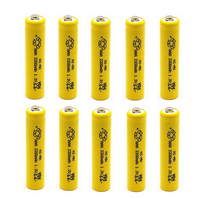 4 шт. х AAA желтый 2200mAh OOLAPR 1,2 V перезаряжаемая батарея Ni-MH 1,2 V аккумуляторная батарея 3A