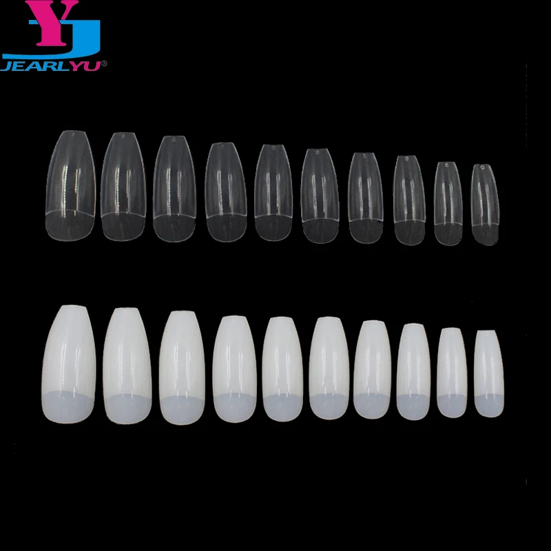 

Nail Tips 500 Pcs Half Ballerinas Fake Nails Clear/Nature Professional Salon Coffin Nails Art Kit Faux Ongle Gel Nail Polish Set