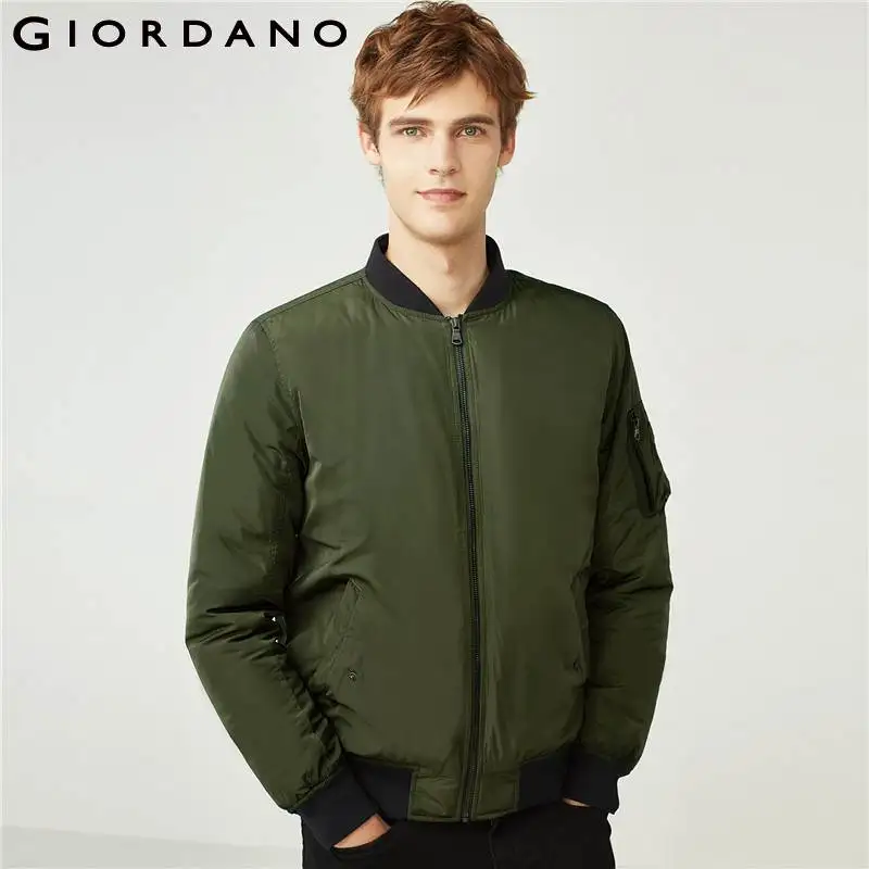 Мужская стеганая куртка Giordano хлопковая бомбер на молнии с карманами крылышками