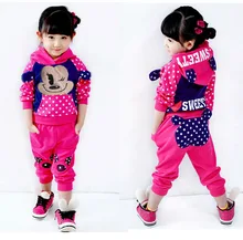 New Autumn Winter Kids Clothes Set Children Clothing Set Girls Cartoon Hooded Sweater Pants Sets Korean Children Baby 2pcs Set