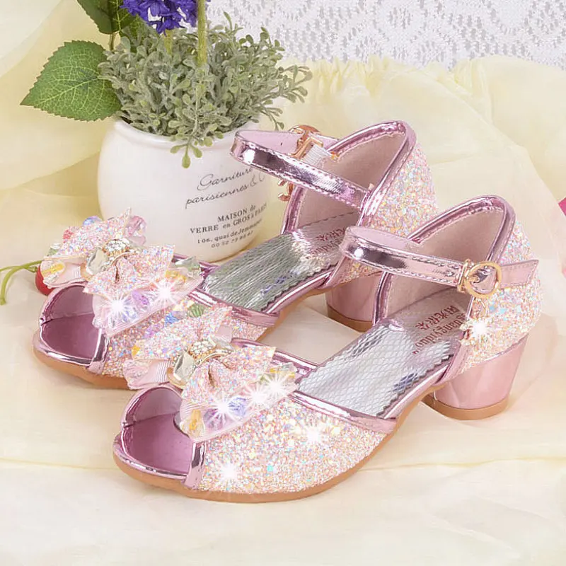 Qloblo Летняя женская обувь с бантом; свадебные туфли для девочек Шлёпанцы сандалии-сабо Стразы детская обувь, платье вечерние туфли