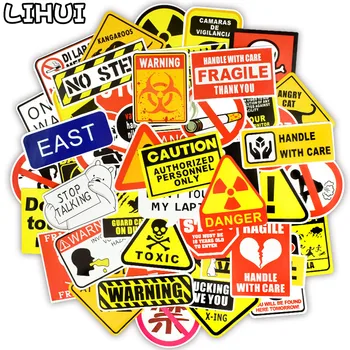 50 PCS Warning Stickers Danger Banning Signs Reminder Waterproof Decal Sticker to DIY Laptop Motorcycle Luggage Snowboard Car 1