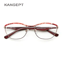 Металлические Женские оправы для очков женские красные Роскошные винтажные гладкие верхние модные дизайнерские оправы# TWM6143C6