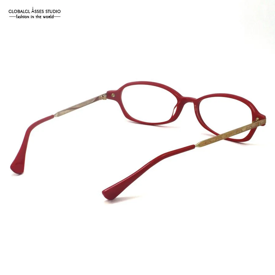 Стильный бренд Дизайн классический красный ацетат Рамки с Нержавеющая сталь для подростков очки Оптические очки c054