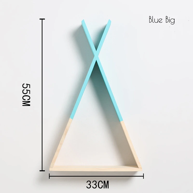 Скандинавский детский деревянный X подвесной стеллаж для хранения для детской комнаты декор нужно собрать самостоятельно Детская комната Декор деревянная настенная полка, вешалка - Цвет: Blue big