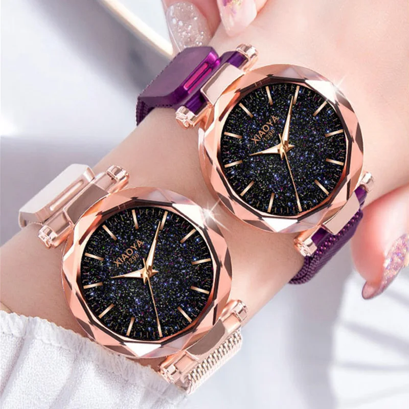 

Fashion Women Watch 2019 Luxury Brand Minimalist Starry Sky Magnetic Watch Casual Ladies Crystal Quartz Waterproof Wristwatches