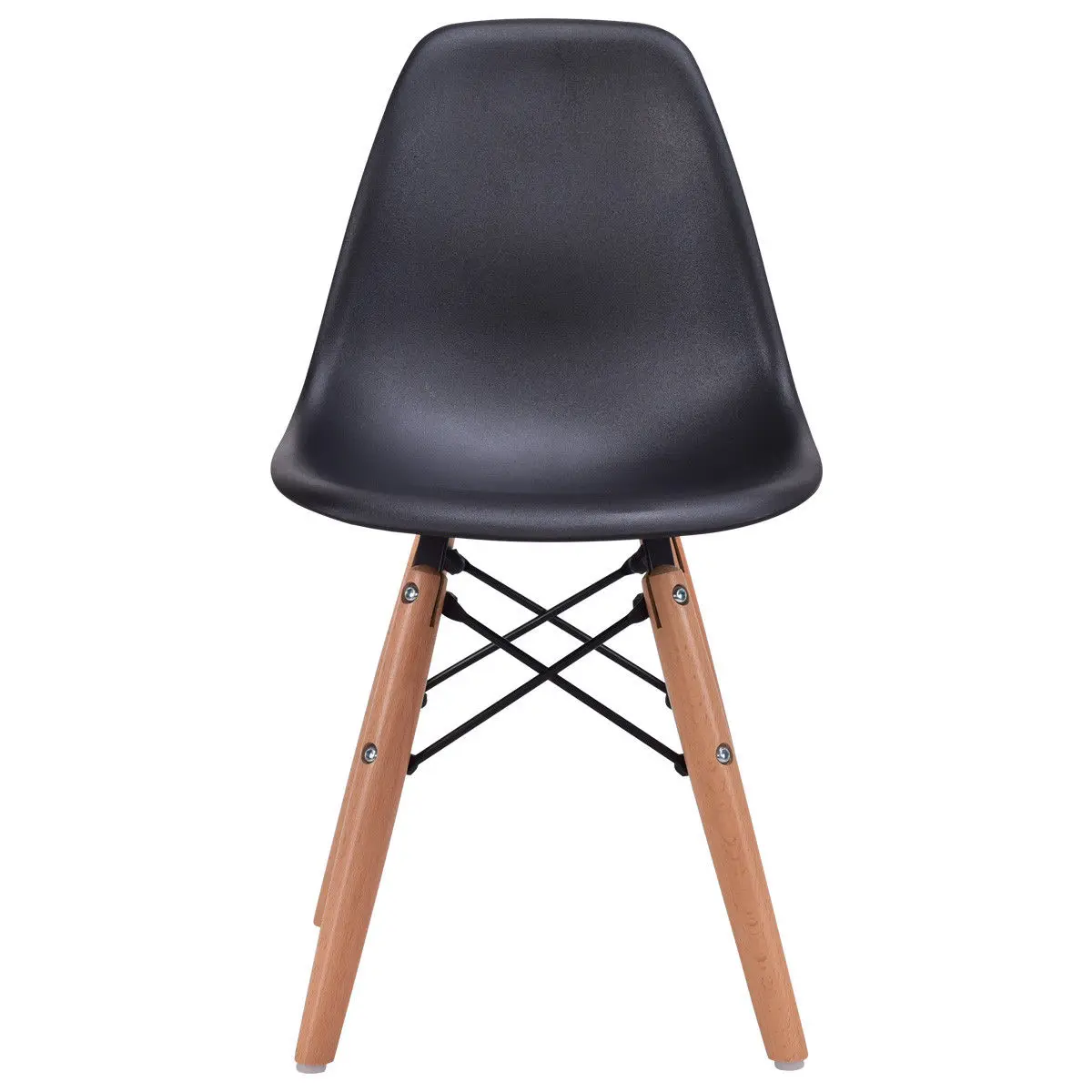 Giantex Modern Kids Dining Chair Children Side Armless Chair Molded Plastic Seat Wood Legs Children Furniture HW56499BK