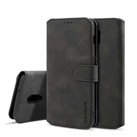 DG.MING-OnePlus-6T-Retro-Leather-Wallet-Case-Black