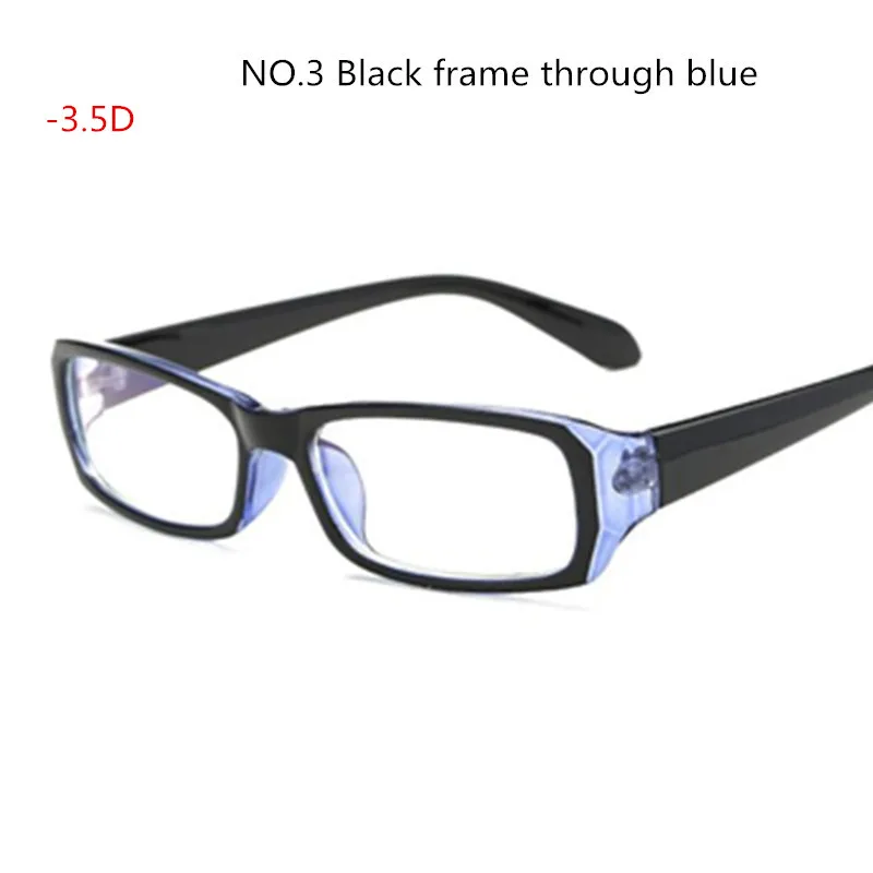 3 цвета-1,0~-6,0 готовые очки для близорукости с градусом, женские и мужские короткие очки для коррекции зрения, оправа с диоптриями, прицельным рецептом - Цвет оправы: BLUE Myopia-350