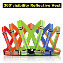 Высокая видимость эластичный и регулируемый светоотражающий беговой механизм неоновый желтый отражающий жилет безопасности с ремнем для бега Велоспорт жилет