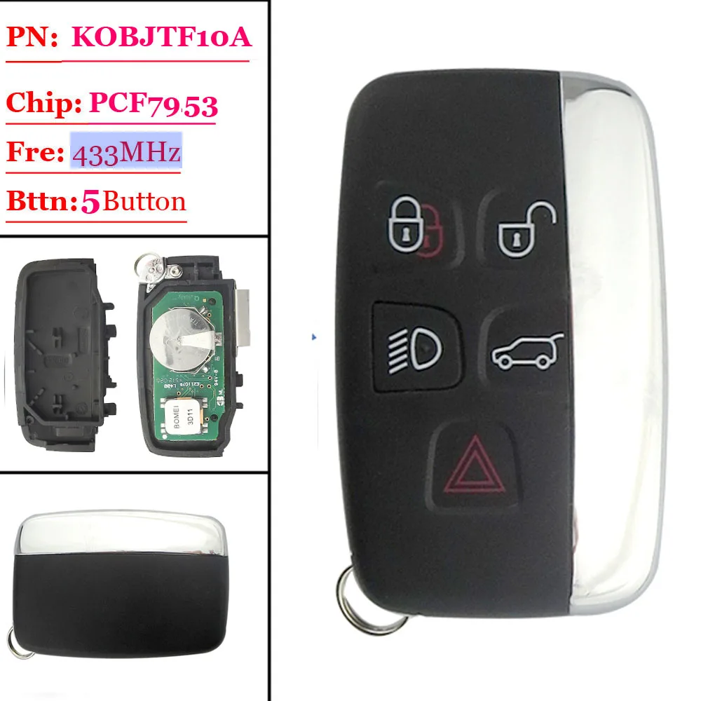 

(1pcs ) 5 button smart key Remote key for Range rover sport key wITH 315 mhz PCF7945 KOBJTF10