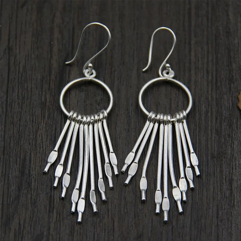 Bohemian Minimalist Handmade Thai Silver 925 Sterling Silver Long