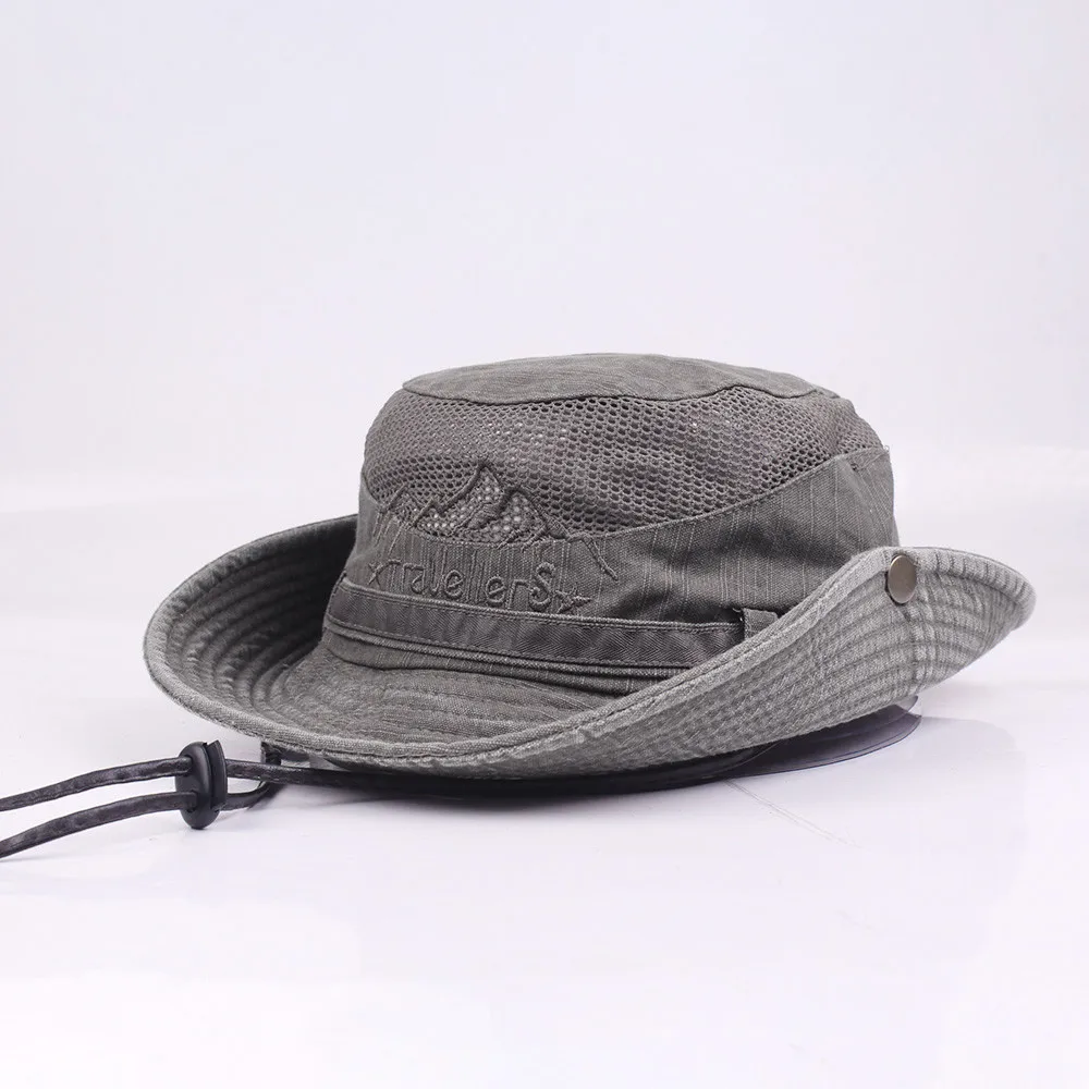 Летние рыбацкие шляпы для мужчин, хлопок, вышивка, козырек-сетка, Панама, шляпы рыбака, шляпа для альпинизма на открытом воздухе