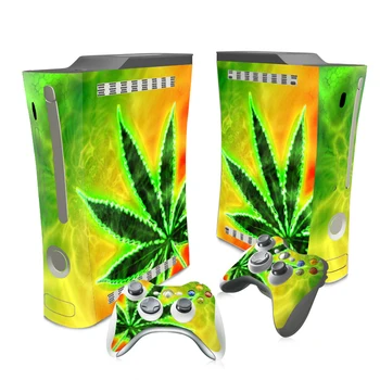 

free drop shipping colorful weed leaves skin sticker decals for Xbox 360 Console and Two Controllers Stickers #TN-XB360-1051